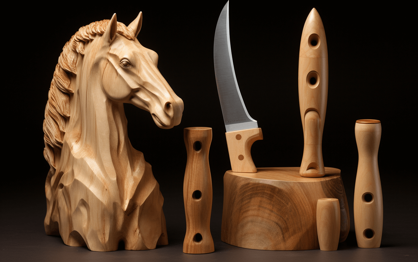 wooden horse carving set
